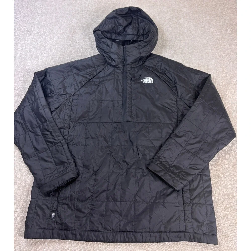 The North Face Mens Black Circular Design Quilted Quarter Zip Hoodie XL